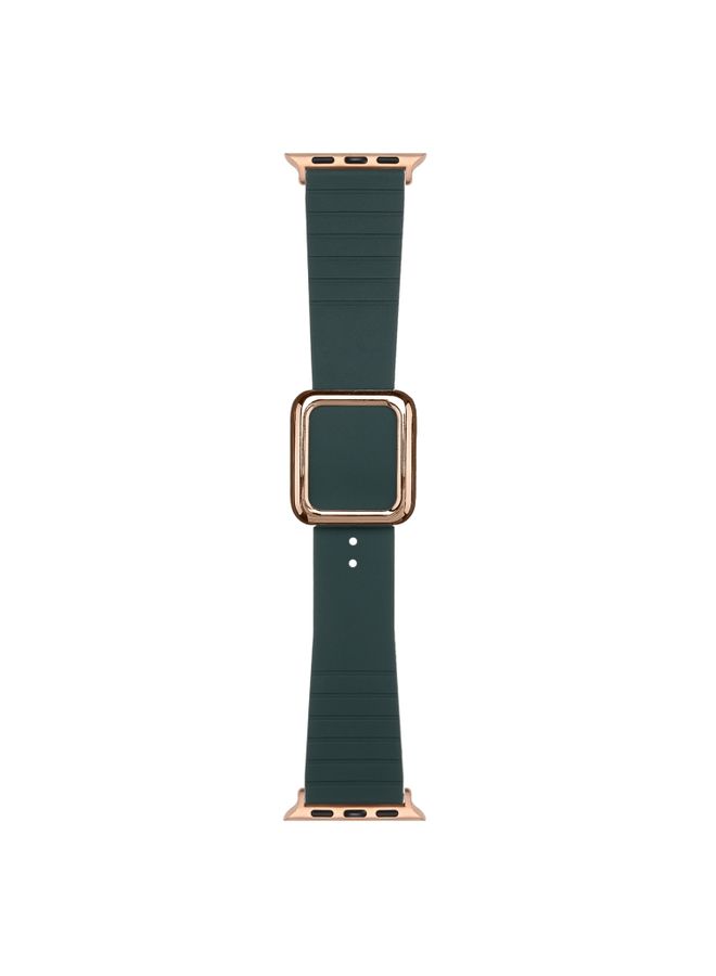 Replacement Strap Rose Gold Square Buckle Silicone Watch Band For Apple Watch Ultra 49mmWatch Ultra 2 49mm / Series 987 45mm / SE 3SE 26SE54 44mm / 321 42mm Olive Green