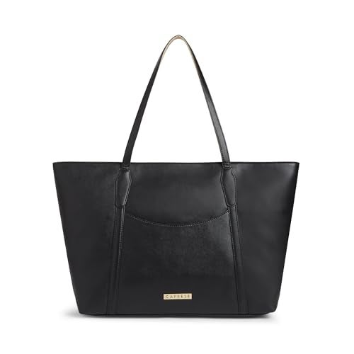 Caprese Jimny Horizontal 16 Inch Laptop Compatible Large Tote Bag for Women with Comfortable Straps | Stylish Shoulder & Handheld Bag | Multi-Compartment Design for Work, Travel, Shopping (Black) - Image 1