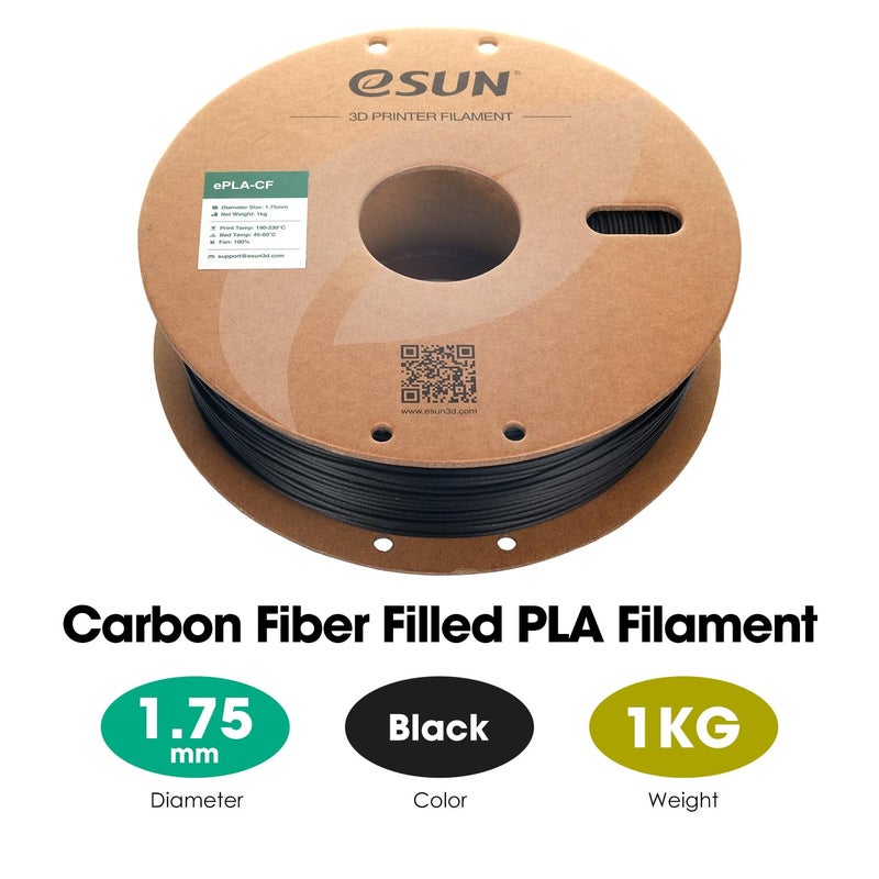 eSUN Carbon Fiber PLA Filament 1.75mm, Matte Texture 3D Printer Filament Carbon Fiber Reinforced PLA for Fast Printing, 1KG Spool (2.2 LBS) 3D Printing Filament for 3D Printers, Black - Image 2