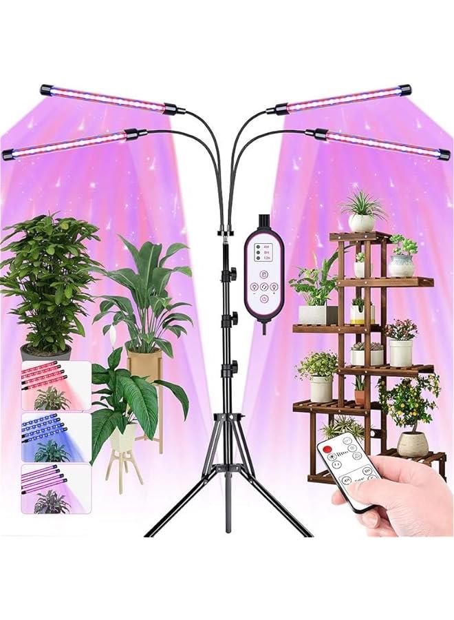 HOOKOR Grow Lights for Indoor Plants,Red Blue White Full Spectrum Plant Light with 15-60 Adjustable Tripod Stand,Indoor Grow Lamp with Remote Control and Auto On/Off Timer Function - Image 1
