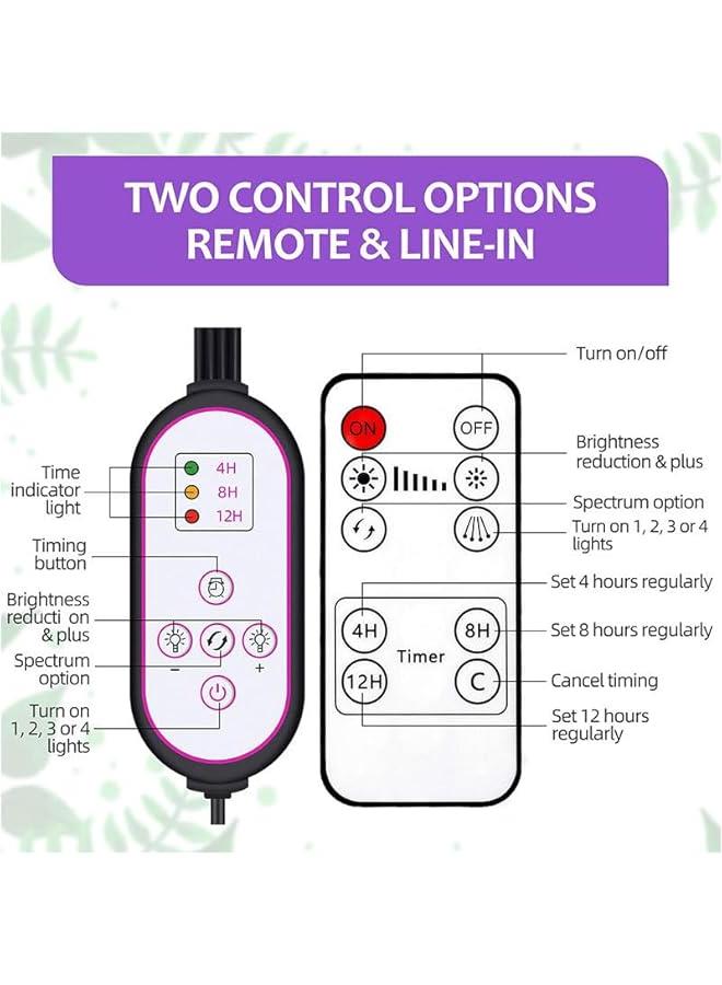 HOOKOR Grow Lights for Indoor Plants,Red Blue White Full Spectrum Plant Light with 15-60 Adjustable Tripod Stand,Indoor Grow Lamp with Remote Control and Auto On/Off Timer Function - Image 4