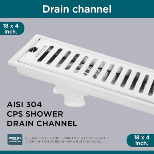 ARQUIN ARQUIN Floor Drainer18x4 Inches | Bathroom Drain | Drainer Cover | 304 Grade Stainless Steel Floor Drainer | Shower Water Drainer | Bathroom Drain Channel with Cockroack Trap (1mm Thickness) - Image 4