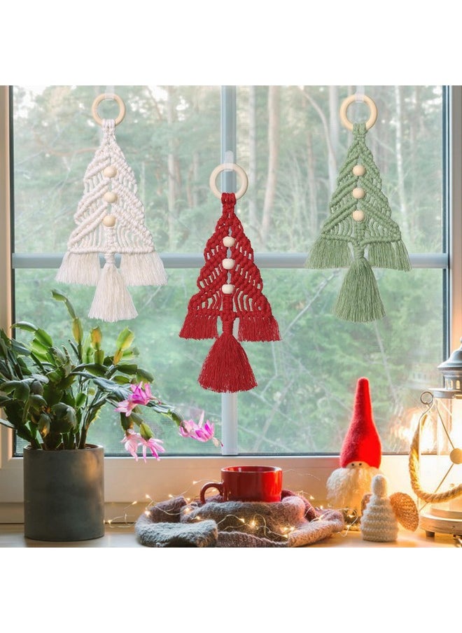 Dremisland - Christmas Tree Decoration 3 Set Macrame Christmas Tree Decorative Hanging Ornaments Assembled Macrame Kits Boho Wall Hanging Decor For Christmas Tree Winter New Year Party Supplies - Image 1
