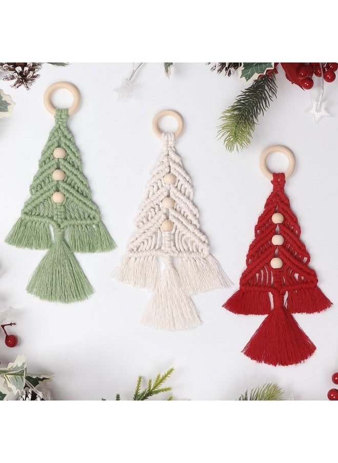 Dremisland - Christmas Tree Decoration 3 Set Macrame Christmas Tree Decorative Hanging Ornaments Assembled Macrame Kits Boho Wall Hanging Decor For Christmas Tree Winter New Year Party Supplies - Image 1