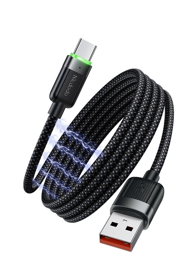 Mcdodo Magnetic Self-Winding USB-A to USB-C Cable 6A 1.2m – Fast Charging Type-C Data Sync Cable for Android Phones, Samsung Galaxy, Power Bank, Tablet – Black - Image 1
