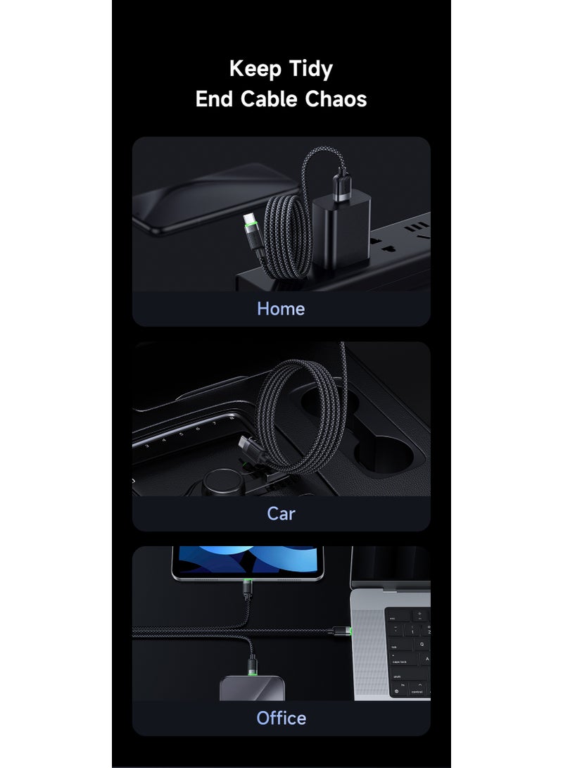 Mcdodo Magnetic Self-Winding USB-A to USB-C Cable 6A 1.2m – Fast Charging Type-C Data Sync Cable for Android Phones, Samsung Galaxy, Power Bank, Tablet – Black - Image 4