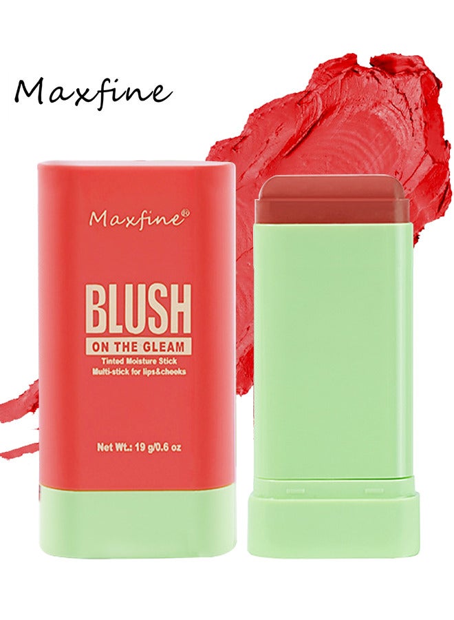 Maxfine On The Gleam Blush, Tinted Moisture Stick Multi-stick For Lips And Cheeks, Highlighting ​Color Silky Powder Blusher Stick Natural Glow Silly Blusher Light And Soft Feeling The Apply On Your Face  - Image 1