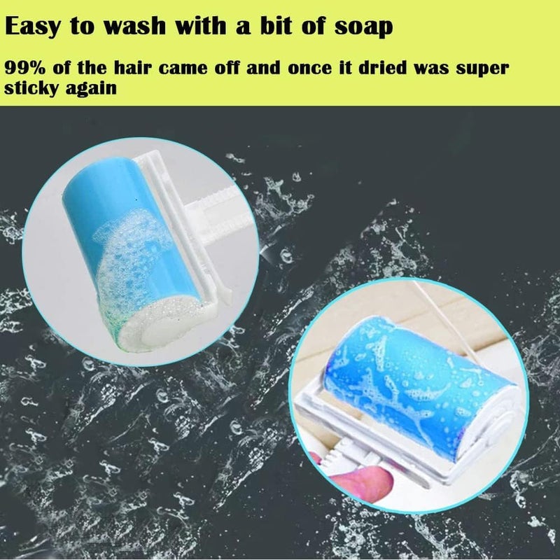 SILENCIO Reusable Lint Roller 1 Pack, Washable Sticky Lint Roller Pet Hair Remover Brush Include Medium/Mini Size Cleaner for Clothes, Cat Dog Hair, Funiture - Image 2