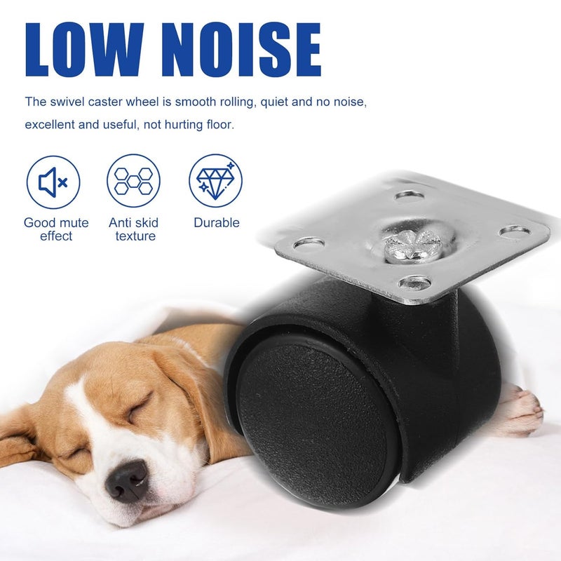 10Pcs Heavy Duty Swivel Caster Wheels PP and Metal Flat Plate for Furniture Office Chair - Image 3