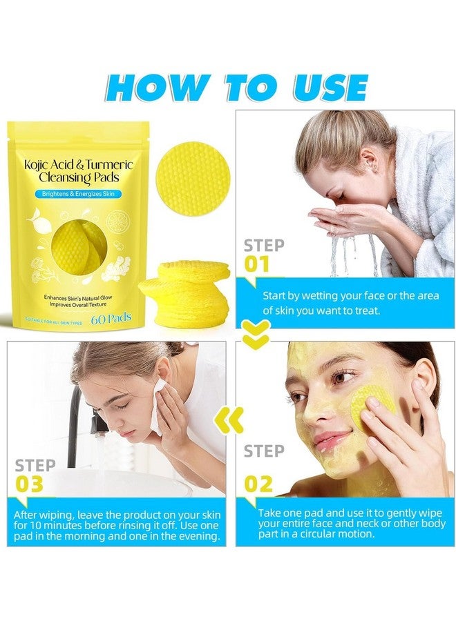 PARVY® Turmeric Kojic Acid Cleansing Pads // Turmeric Cleansing Pads for Dark Spots, Oily and Dry Skin // Face Turmeric & Kojic Acid Pads Vitamin C, Retinol & Chamomile Hydrolat | For Women & Men (60Pcs) - Image 3