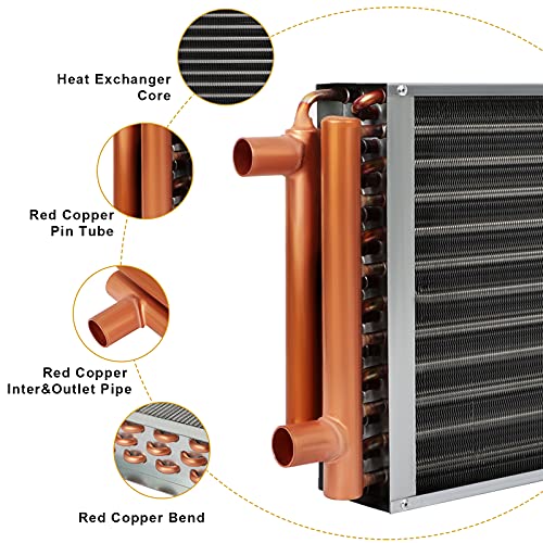 GPOAS 12x15 Heat Exchanger Water To Air , Forced Air Heating with 1" Copper Ports Hot Water Coil for Outdoor Wood Furnaces, Residential Heating - Image 3