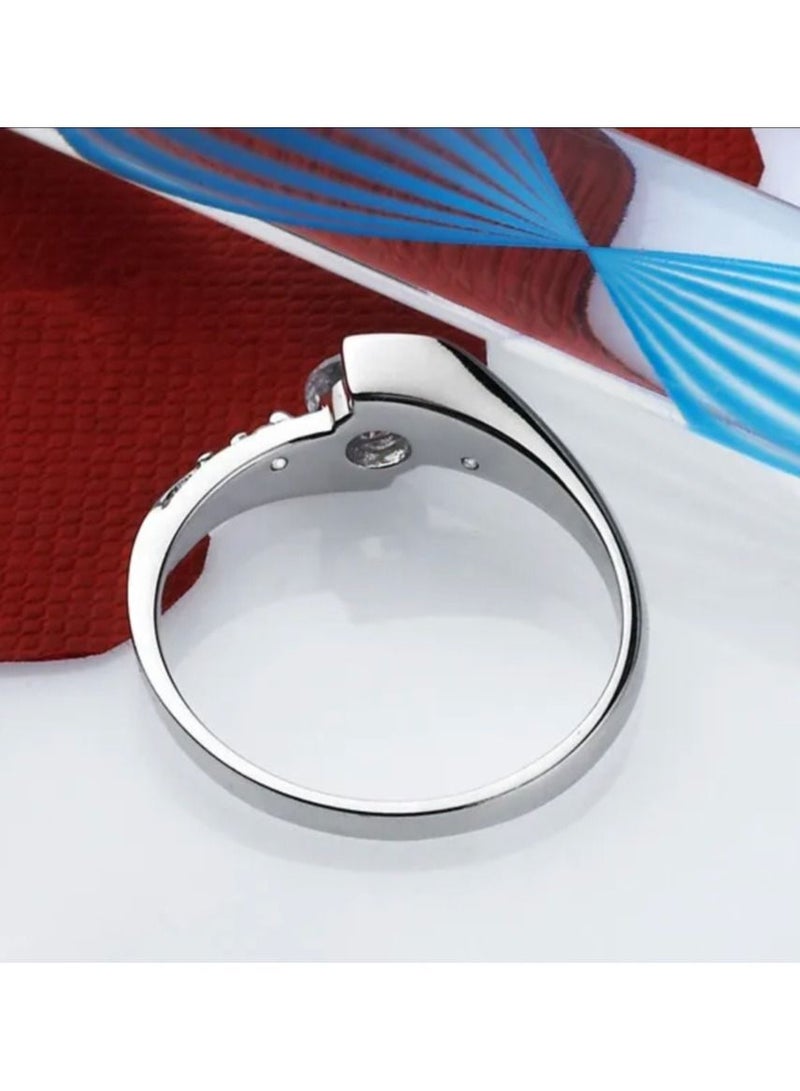 استراتيجية خاتم من الفضة الإسترليني عيار 925 مرصع بحجر الزركونيا - Image 3