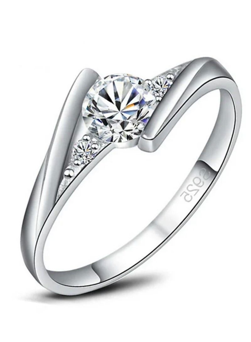 استراتيجية خاتم من الفضة الإسترليني عيار 925 مرصع بحجر الزركونيا - Image 4