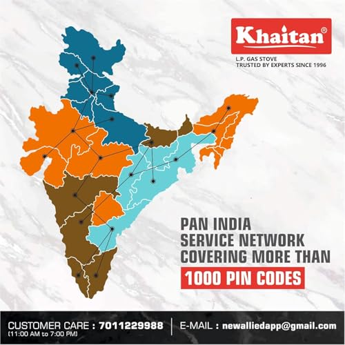Khaitan خايتان 3 موقد جيو بلاك توغنيد جلاس | موقد غاز طبيعي LPG مع إشعال يدوي | تصميم مريح | مجموعة موقد غاز - موفر للغاز مع حامل بلون فضي فاخر (3B جيو و 2 مجموعة موفر للغاز) - Image 5