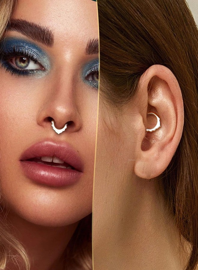 COCHARM Flower Septum Rings, 16G Septum Jewelry, Dainty Helix Daith Earrings for Women, Rook Daith Piercing Jewelry Surgical Steel - Image 2