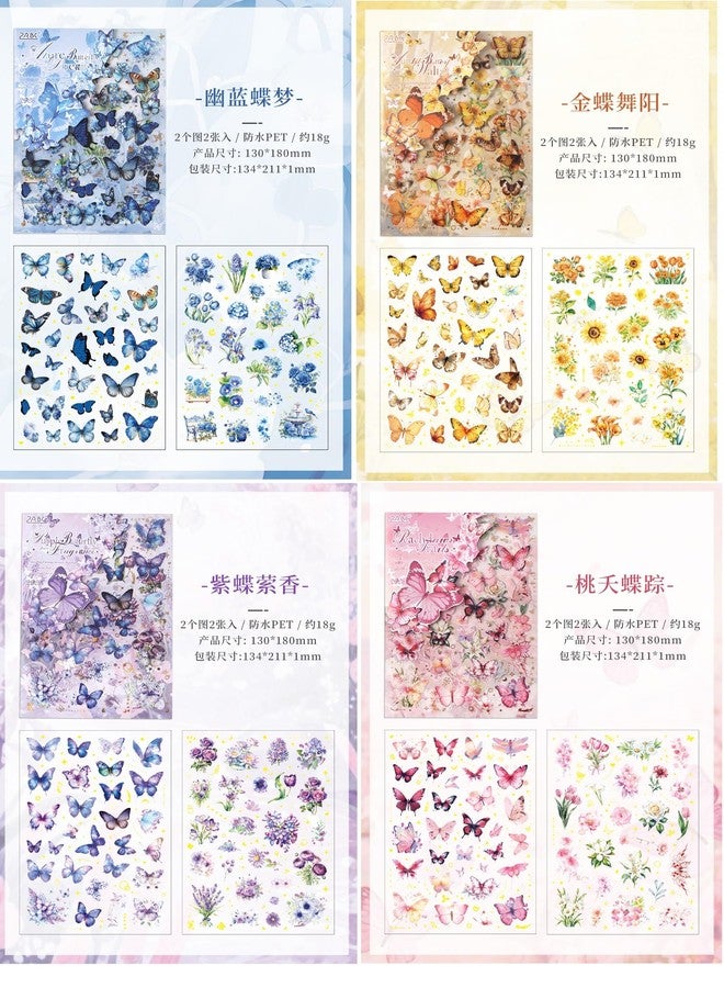 SAMVARDHAN Butterfly & Flower Decorative Sticker –Vintage Floral Aesthetic PET 8 Sheets Stickers for DIY Crafts, Planner Decoration, Gift Wrapping, Art Projects, Scrapbooking & Journaling,Pack of 4 - Image 2