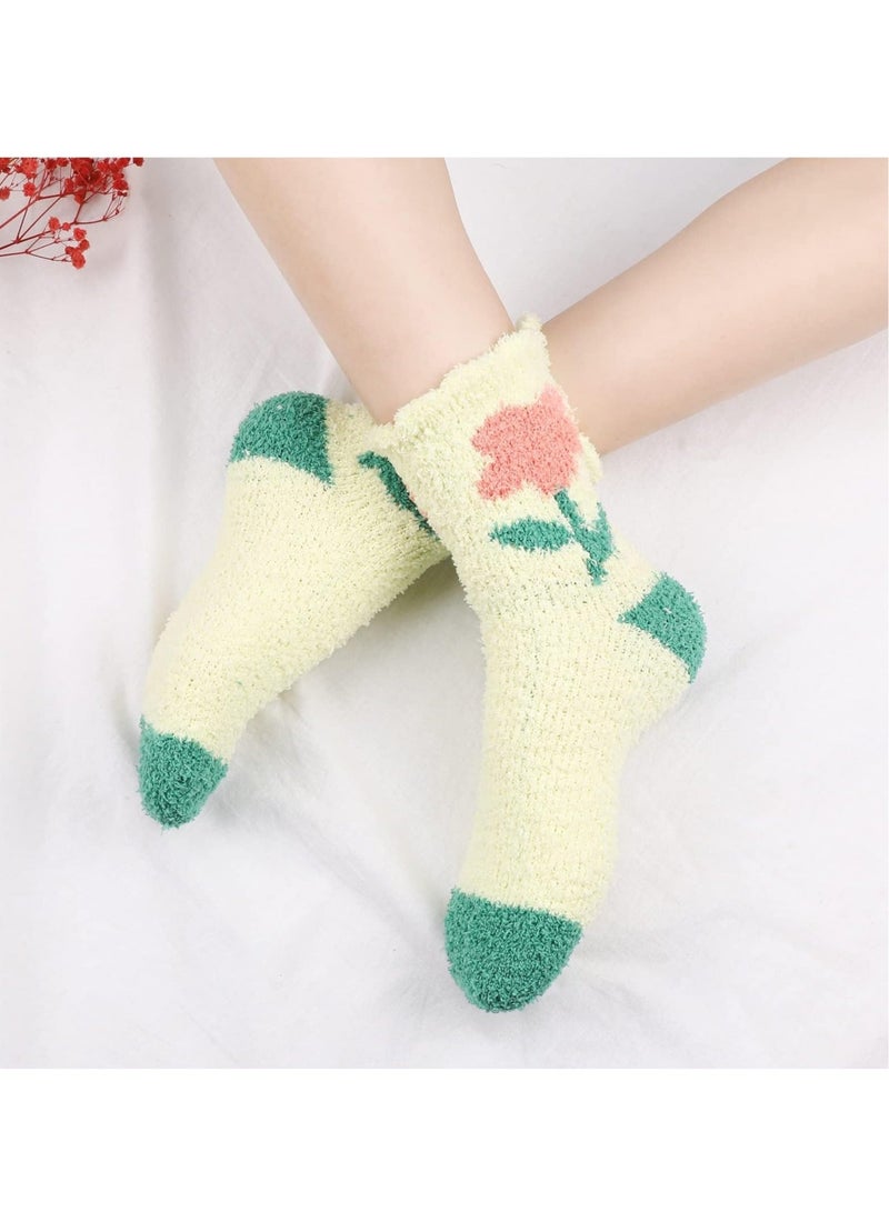 Captaintech Fluffy Womens Socks 5 Pairs Fluffy Winter Socks for Womens Girls Fuzzy Bed Socks Cosy Sleep Socks Thick Thermal Slipper Socks Size UK 3-8 Multipack - Image 5