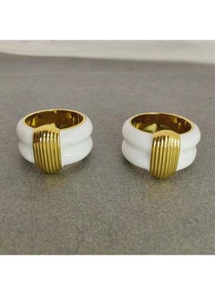 European And American Niche Light Luxury Design Copper Plated 8k True Gold Enamel Color Fashion Elegant Texture White Tower Ring Ring