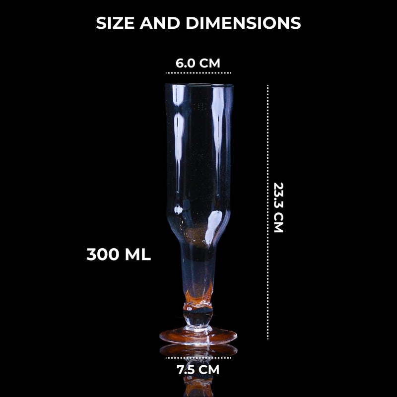 Melbify Inverted Bottle Glasses Set of 2 300 ml Hurricane Cocktail Glasses Volume Tall Cocktail Glasses with Straw Giant Juice Glasses Mocktail Glasses Cocktail Glass Set - Image 4
