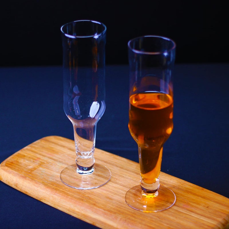 Melbify Inverted Bottle Glasses Set of 2 300 ml Hurricane Cocktail Glasses Volume Tall Cocktail Glasses with Straw Giant Juice Glasses Mocktail Glasses Cocktail Glass Set - Image 1