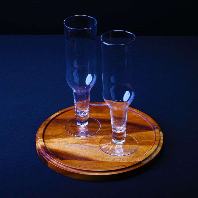Melbify Inverted Bottle Glasses Set of 2 300 ml Hurricane Cocktail Glasses Volume Tall Cocktail Glasses with Straw Giant Juice Glasses Mocktail Glasses Cocktail Glass Set - Image 3