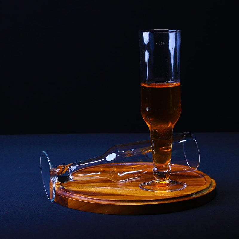 Melbify Inverted Bottle Glasses Set of 2 300 ml Hurricane Cocktail Glasses Volume Tall Cocktail Glasses with Straw Giant Juice Glasses Mocktail Glasses Cocktail Glass Set - Image 5