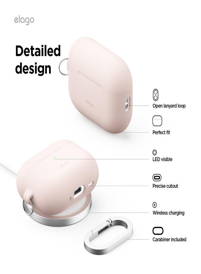 elago Compatible with AirPods Pro 3 Case - Premium Silicone Case with Carabiner, Supports Wireless Charging, Shock Resistant, Full Protection, Headphone Accessories (Sand Pink) - Image 5