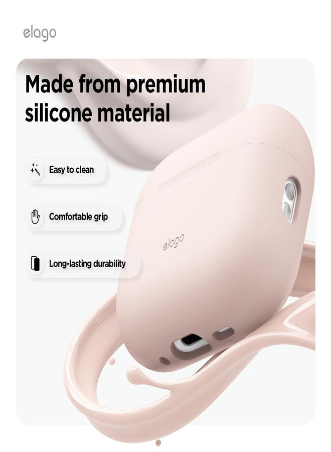 elago Compatible with AirPods Pro 3 Case - Premium Silicone Case with Carabiner, Supports Wireless Charging, Shock Resistant, Full Protection, Headphone Accessories (Sand Pink) - Image 4