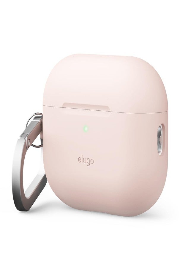 elago Compatible with AirPods Pro 3 Case - Premium Silicone Case with Carabiner, Supports Wireless Charging, Shock Resistant, Full Protection, Headphone Accessories (Sand Pink) - Image 1