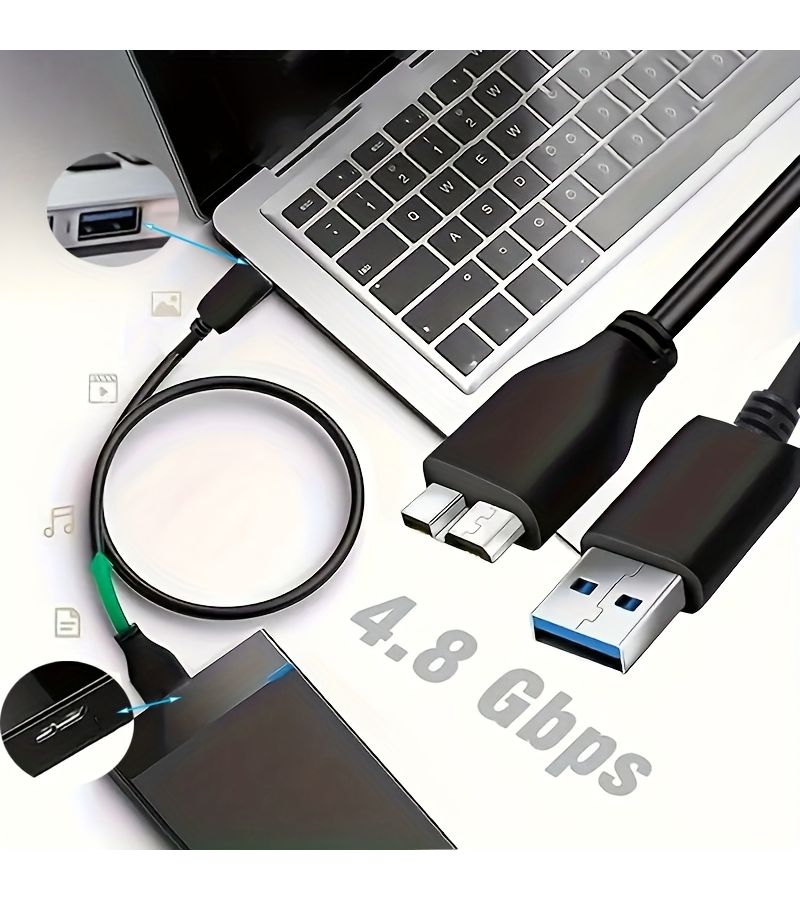 USB A to Micro B Data Sync and Charging Cable 11.81 Inch - Image 3