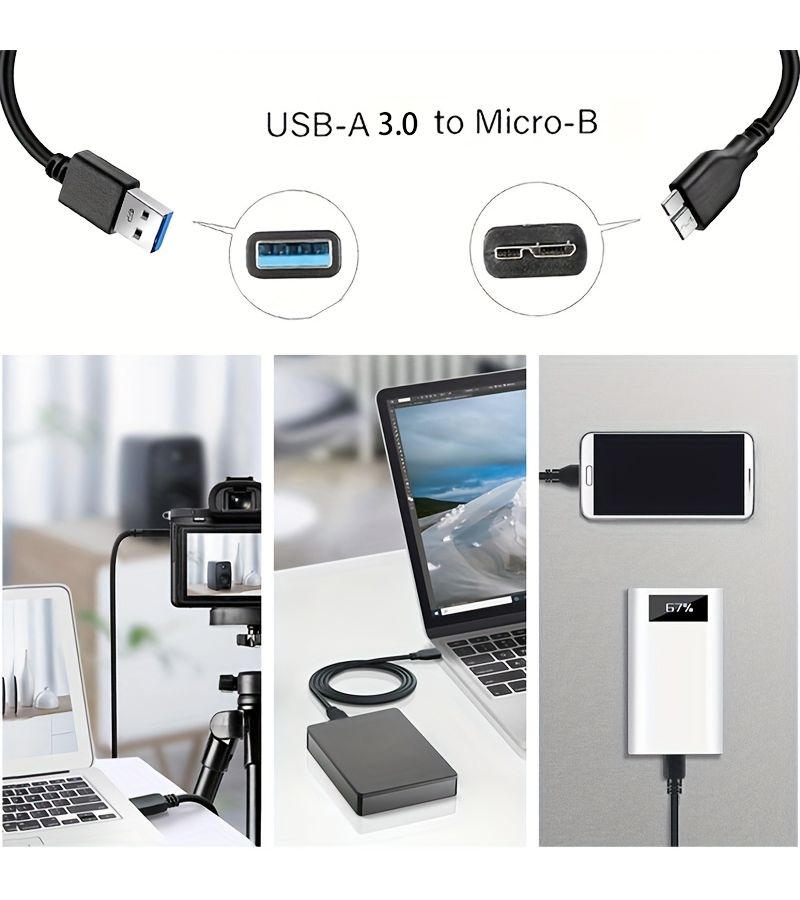 USB A to Micro B Data Sync and Charging Cable 11.81 Inch - Image 1