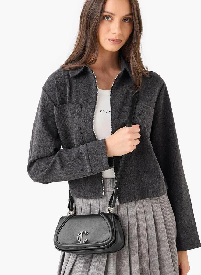 Le Confort Solid Crossbody Bag with Button Closure