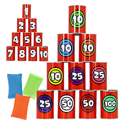 JOYIN 13 Pcs Carnival Party Bean Bag Toss Game Sturdy Knockdown Can Birthday Easter Party Family Best Outdoor and Indoor Games Easter Egg Hunt for Classroom Gifts Number Style - Image 1