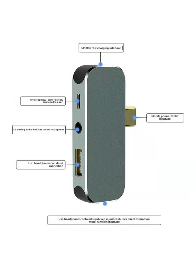 Type-C Docking Station HUB Multi-function Converter USB3.1/HDMI3.5 Headset USB3.0 Smart 3-Number Of Interfaces:YX-X4：1*USB3.0+1*Type-C(USB2)+2*USB2.0+1*PD  - Image 2