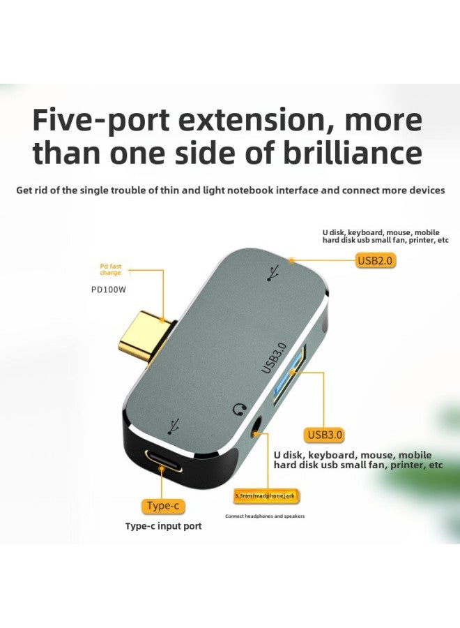 Type-C Docking Station HUB Multi-function Converter USB3.1/HDMI3.5 Headset USB3.0 Smart 3-Number Of Interfaces:YX-X4：1*USB3.0+1*Type-C(USB2)+2*USB2.0+1*PD  - Image 5