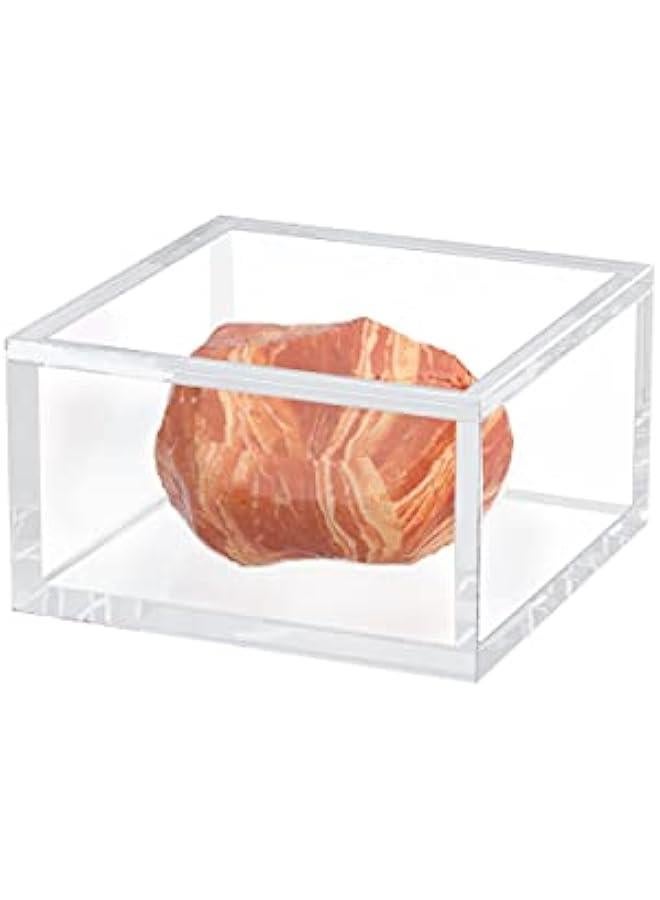 Arabest Acrylic Box with Lid, Clear Cube Display Case, Multi-Purpose Box Square Container for Holding Staples, Highlighters, Adhesive Tape, Paper Clips, Stamps, Display in Office or Home (Medium) - Image 1
