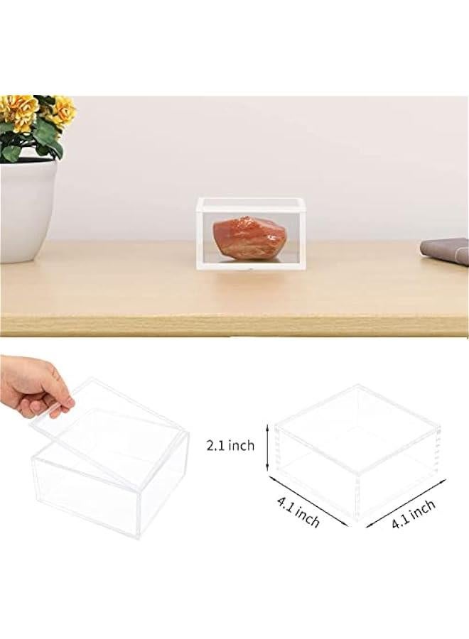 Arabest Acrylic Box with Lid, Clear Cube Display Case, Multi-Purpose Box Square Container for Holding Staples, Highlighters, Adhesive Tape, Paper Clips, Stamps, Display in Office or Home (Medium) - Image 4