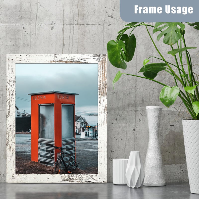 BESCRCL 8x10 Picture Frame Set of 6 High Definition Glass, Photo Frame for Wall or Tabletop, Engineered Wood, Distressed White - Image 4