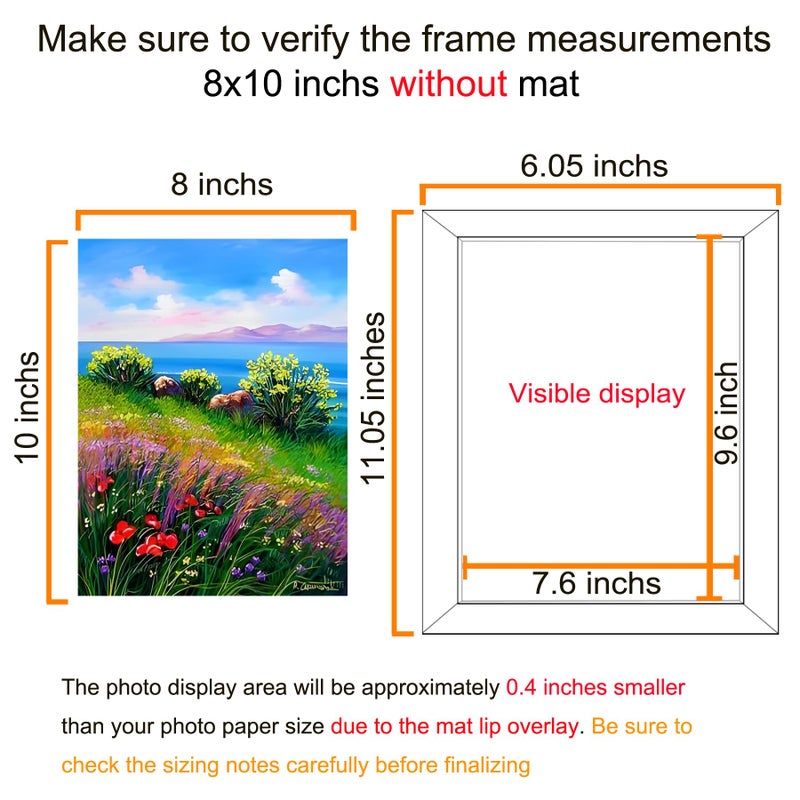 BESCRCL 8x10 Picture Frame Set of 6 High Definition Glass, Photo Frame for Wall or Tabletop, Engineered Wood, Distressed White - Image 2