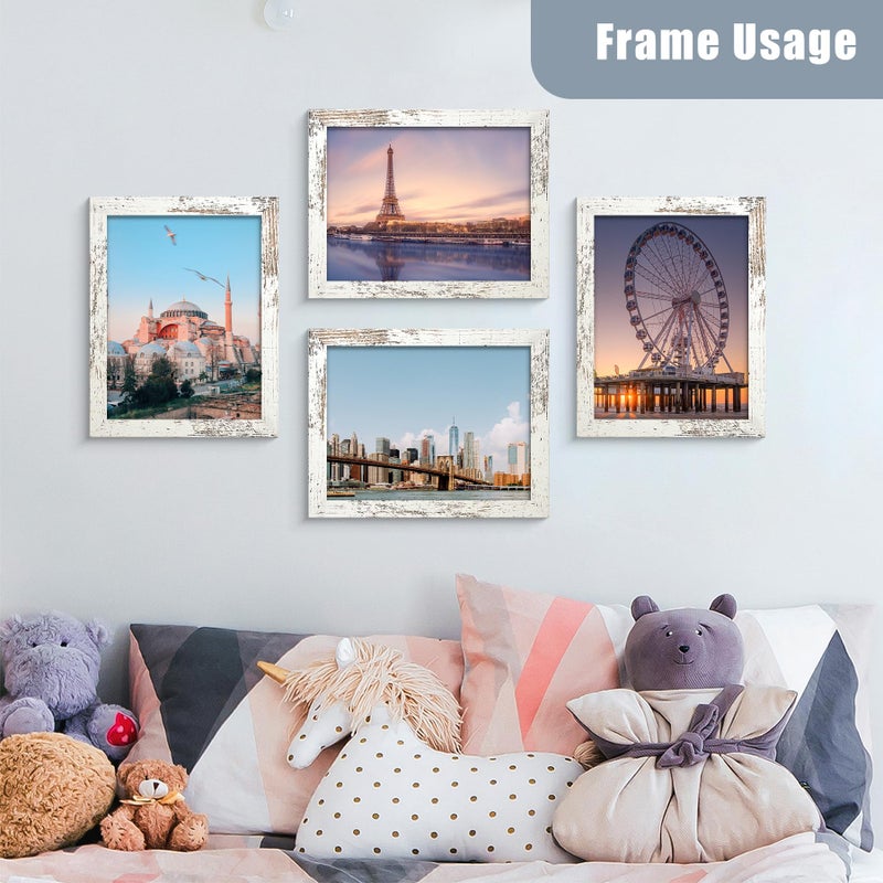 BESCRCL 8x10 Picture Frame Set of 6 High Definition Glass, Photo Frame for Wall or Tabletop, Engineered Wood, Distressed White - Image 3