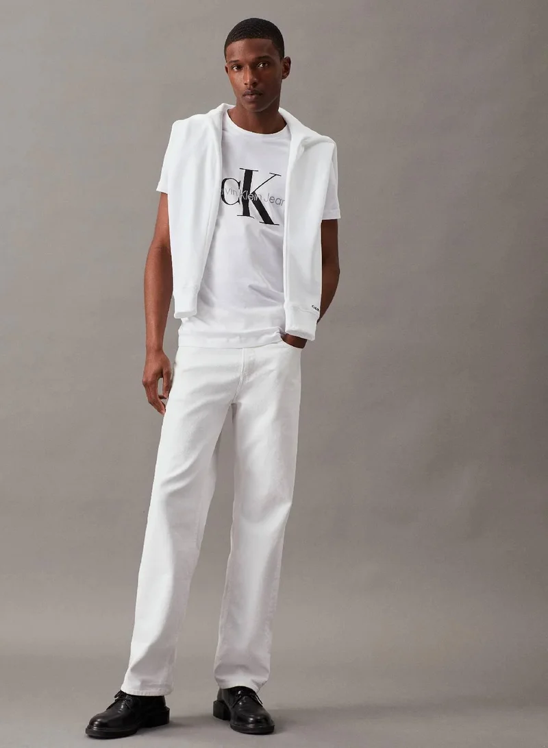Calvin Klein Jeans Bright White Slim Monogram T-Shirt for Men | Best Price UAE