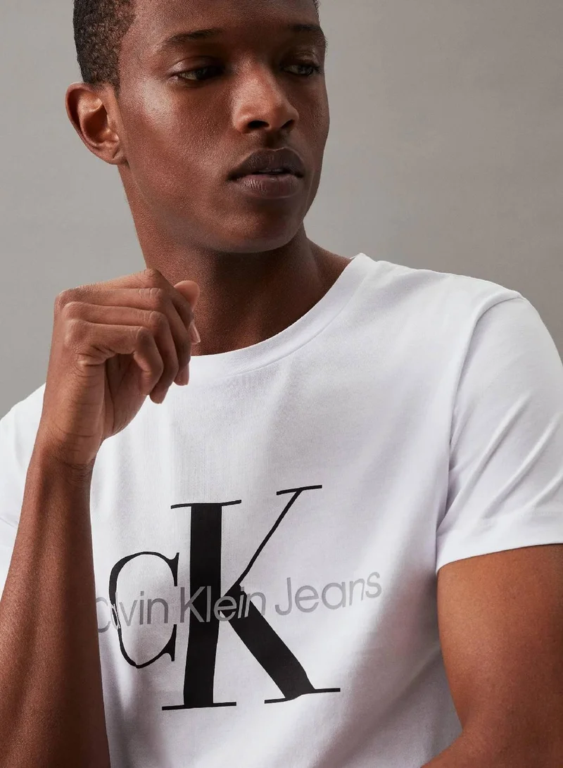 Calvin Klein Jeans Bright White Slim Monogram T-Shirt for Men | Best Price UAE