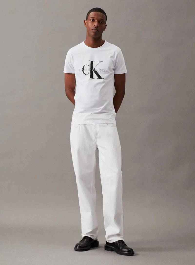Calvin Klein Jeans Bright White Slim Monogram T-Shirt for Men | Best Price UAE