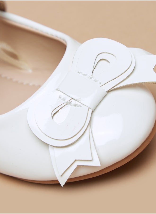 Flora Bella By Shoexpress - Girls Solid Bow Applique Mary Jane Shoes with Hook and Loop Closure - Image 1