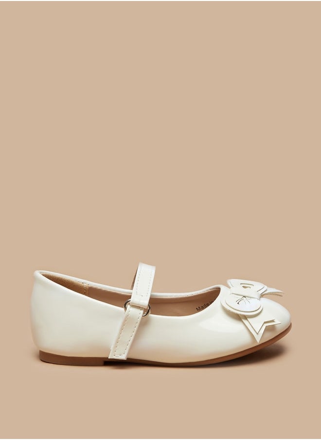 Flora Bella By Shoexpress - Girls Solid Bow Applique Mary Jane Shoes with Hook and Loop Closure - Image 1