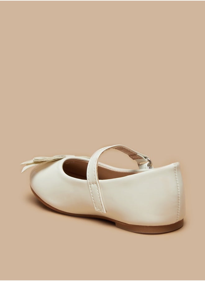 Flora Bella By Shoexpress - Girls Solid Bow Applique Mary Jane Shoes with Hook and Loop Closure - Image 1