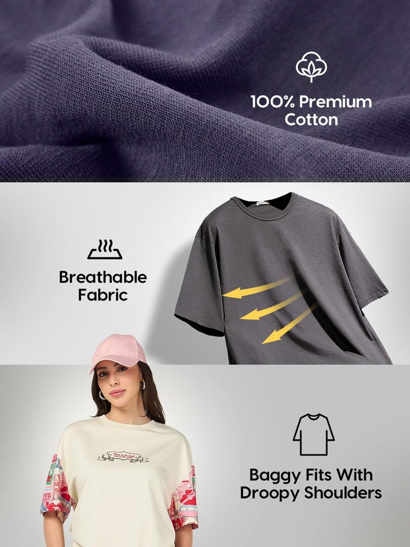 Bewakoof Official Disney Merchandise Lion King Women's Graphic Printed Oversized Fit Half Sleeve Round Neck Pure Cotton T-Shirt_637472_Brown_L - Image 2