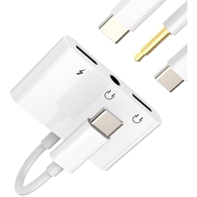 rayihni USB-C TO 3.5MM HEADPHONE ADAPTER(3IN1)FOR APPLE IPHONE15 PRO MAX PLUS FOR IPAD PRO AIR MINI CHARGER DONGLE CORD DAC TYPE C AUDIO CHARGING JACK CABLE DUAL AUX SPLITTER COMPATIBLE FOR SAMSUNG GALAXY S23 - Image 1
