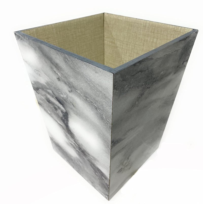 Sonas Creation Open-Top, Trapezoid, Wooden, Grey & White, Dustbin, Waste Basket, Trash Can, Standard 11 Inch Tall, 10 Liter - Image 1