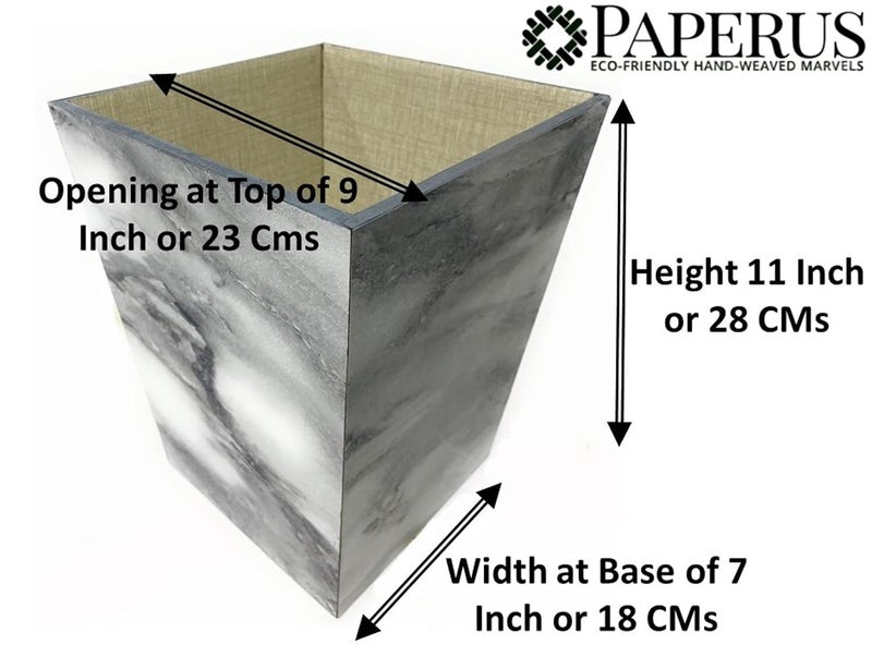 Sonas Creation Open-Top, Trapezoid, Wooden, Grey & White, Dustbin, Waste Basket, Trash Can, Standard 11 Inch Tall, 10 Liter - Image 2